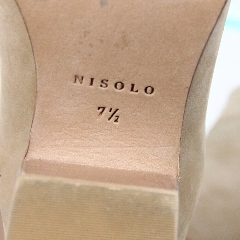 Nisolo Boots sz 7.5 Women Leather Ankle Bootie Stacked Heel zipper dari